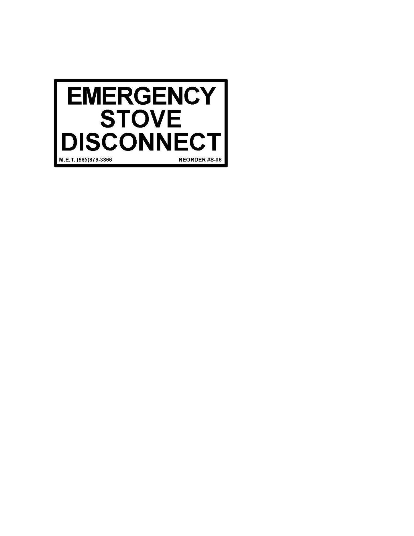 S-06 Emergency Stove Disconnect
