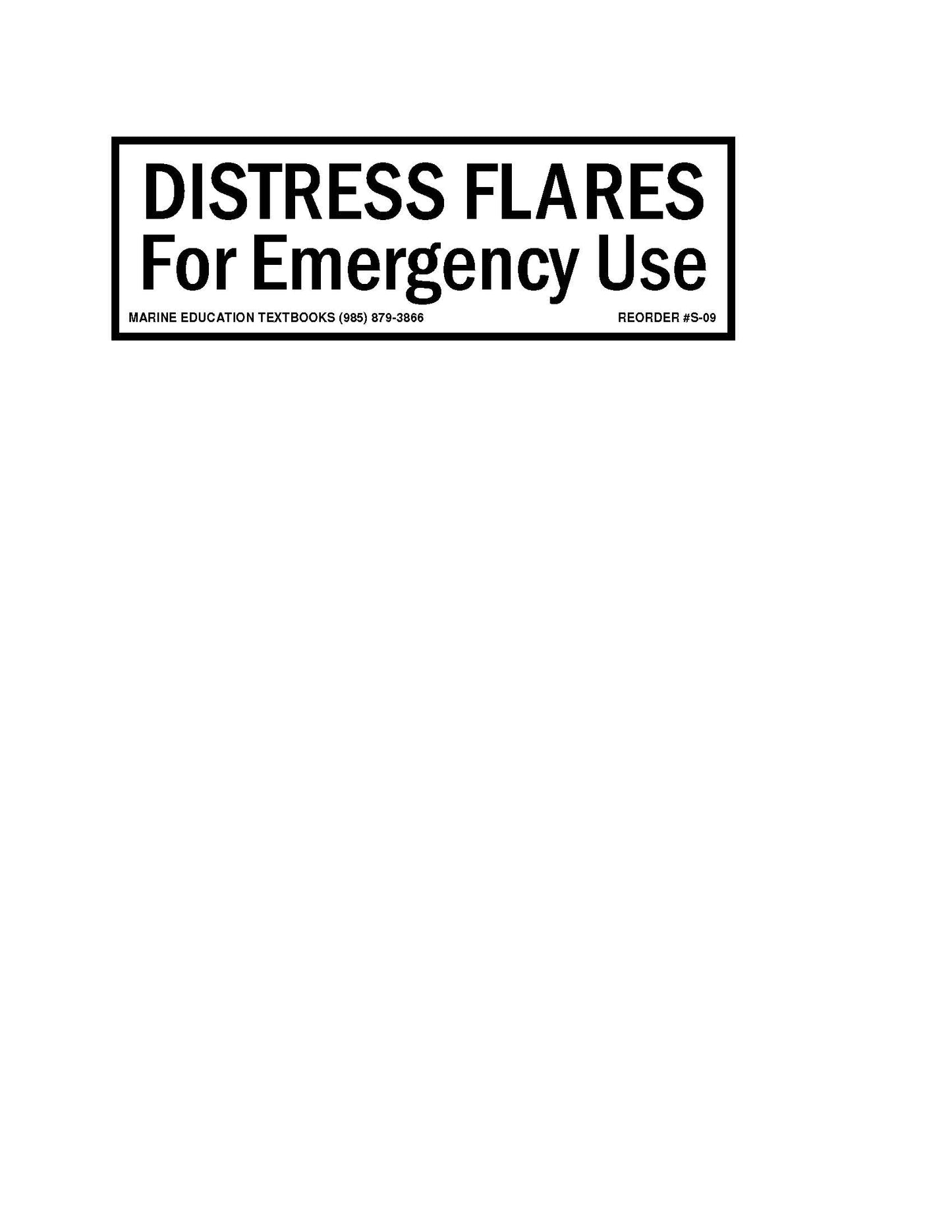 S-09 Distress Flares For Emerg. Use