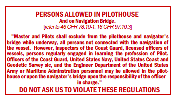 Persons Allowed In Pilothouse