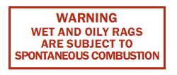 S-254 WARNING Wet & Oily Rags