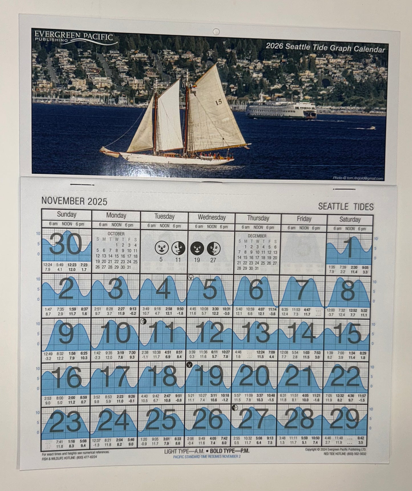 2026 Tide Graph Calendar - Seattle