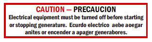Caution- Precaution Electrical Equipment Must Be