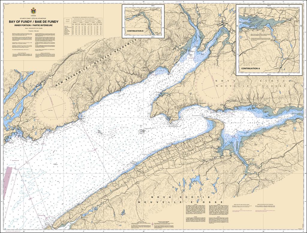 CHS Chart 4010: Bay of Fundy / Baie de Fundy: Inner portion / partie intérieure