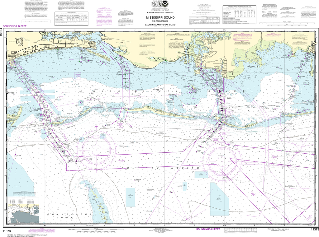 NOAA Chart 11373: Mississippi Sound and Approaches - Dauphin Island to Cat Island