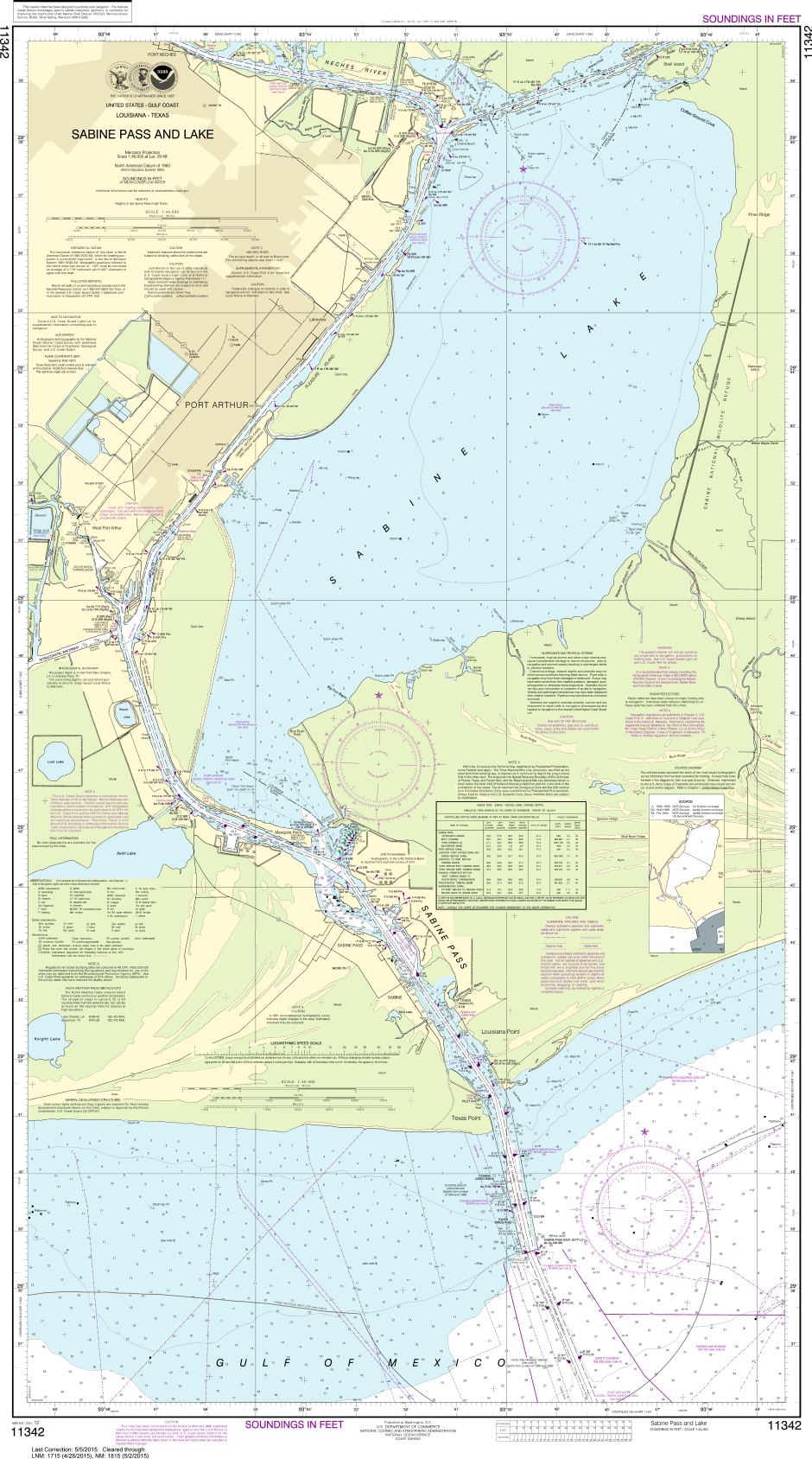 NOAA Print-on-Demand Charts US Waters-Sabine Pass and Lake-11342