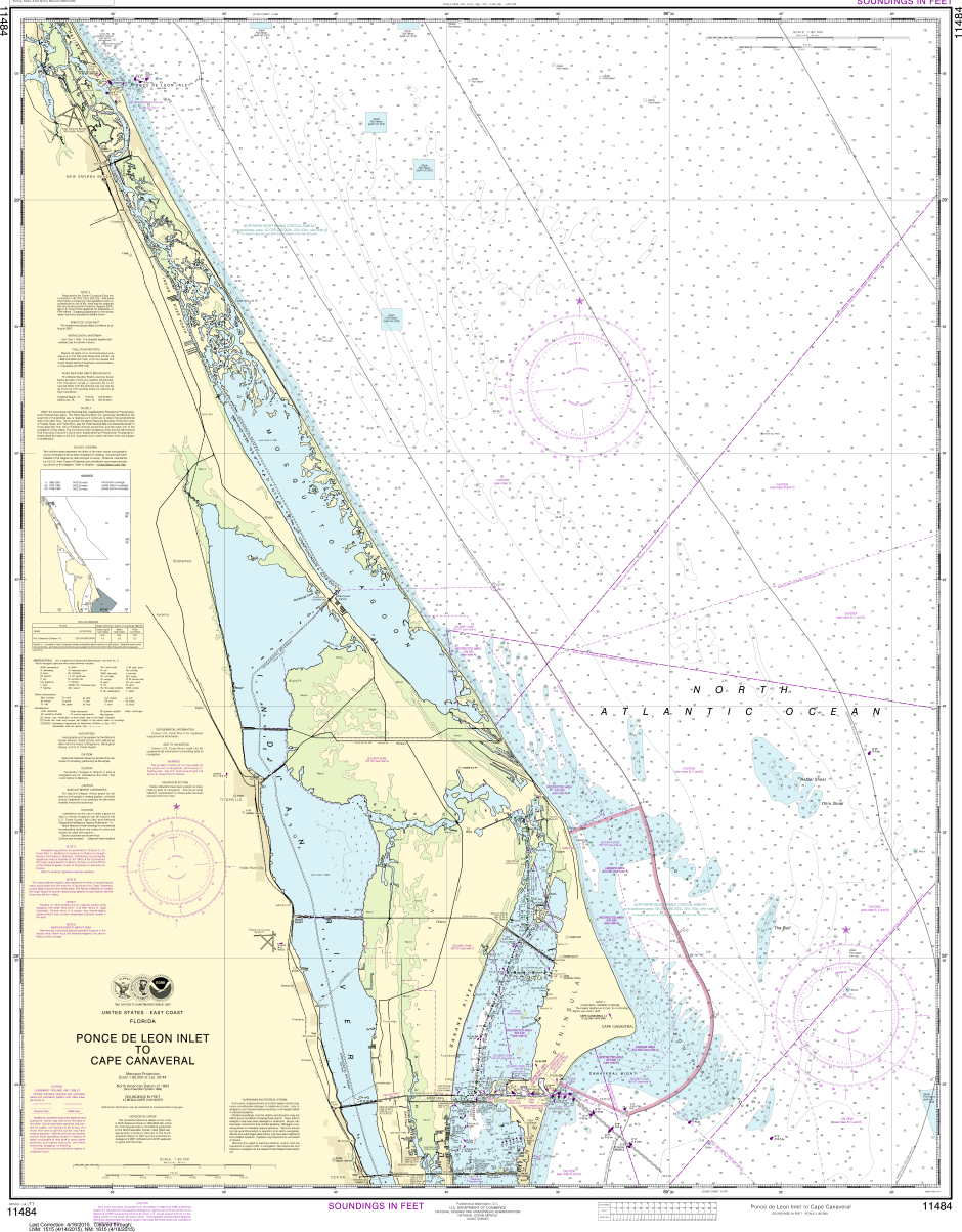 NOAA Print-on-Demand Charts US Waters-Ponce de Leon Inlet to Cape Canaveral-11484
