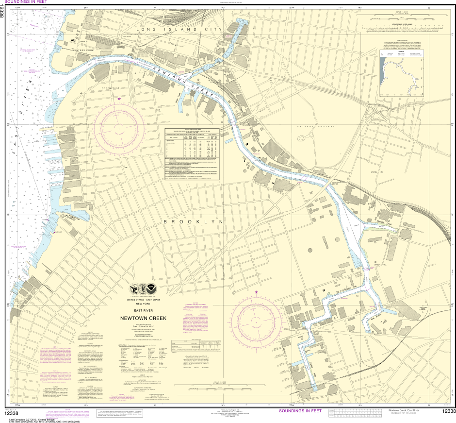 NOAA Print-on-Demand Charts US Waters-East River Newtown Creek-12338