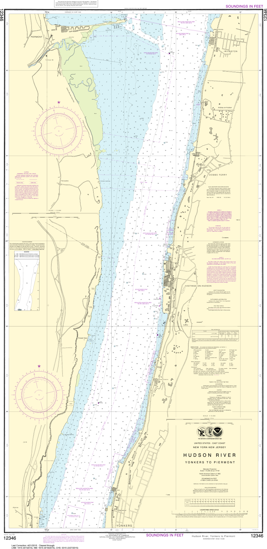 NOAA Print-on-Demand Charts US Waters-Hudson River Yonkers to Piermont-12346