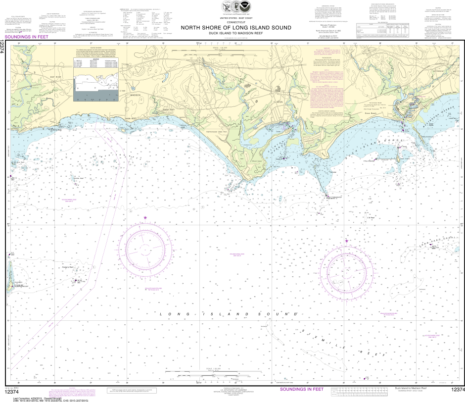 NOAA Print-on-Demand Charts US Waters-North Shore of Long Island Sound Duck Island to Madison Reef-12374