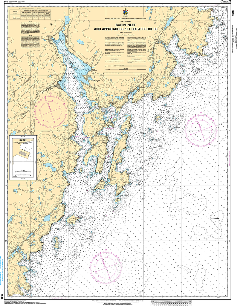 CHS Print-on-Demand Charts Canadian Waters-4616: Burin Harbours and Approches / et les approches, CHS POD Chart-CHS4616