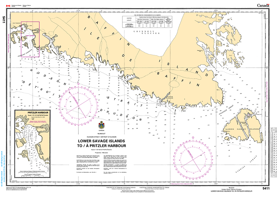 CHS Print-on-Demand Charts Canadian Waters-5411: Lower Savage Islands to/€ Pritzler Harbour, CHS POD Chart-CHS5411