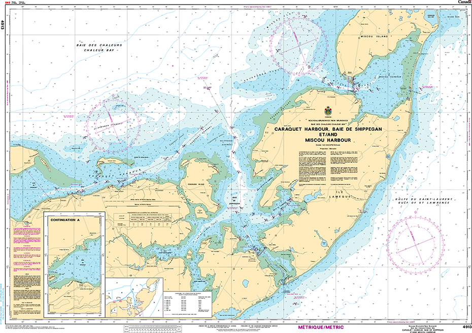 CHS Print-on-Demand Charts Canadian Waters-4913: Caraquet Harbour, Baie de Shippegan and / et Miscou Harbour, CHS POD Chart-CHS4913