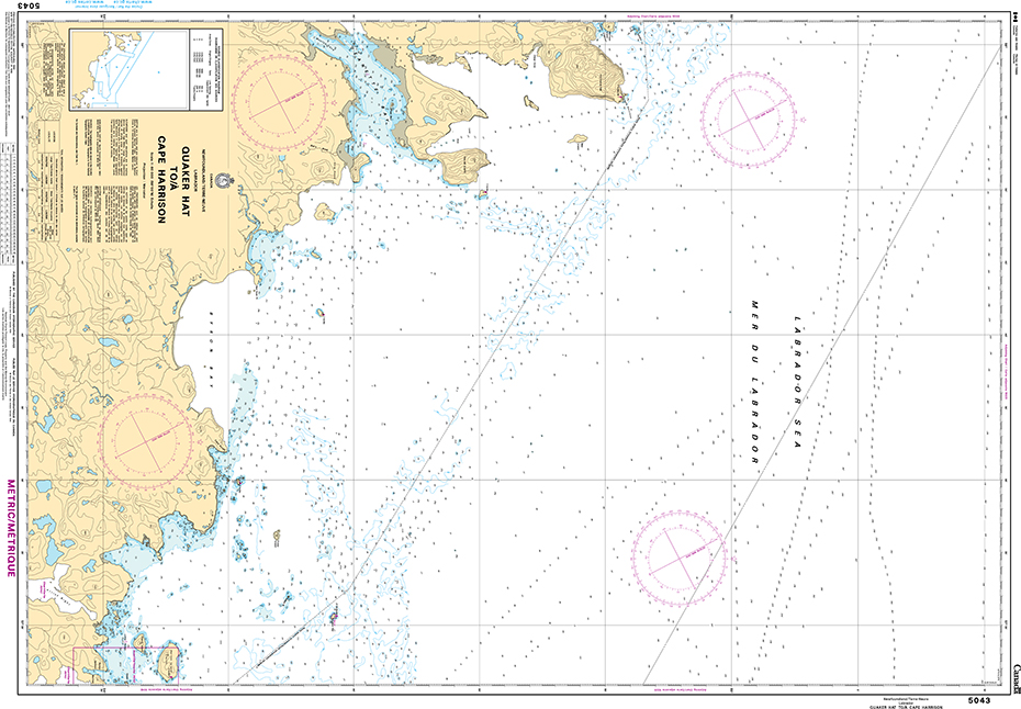 CHS Print-on-Demand Charts Canadian Waters-5043: Quaker Hat to/ˆ Cape Harrison, CHS POD Chart-CHS5043