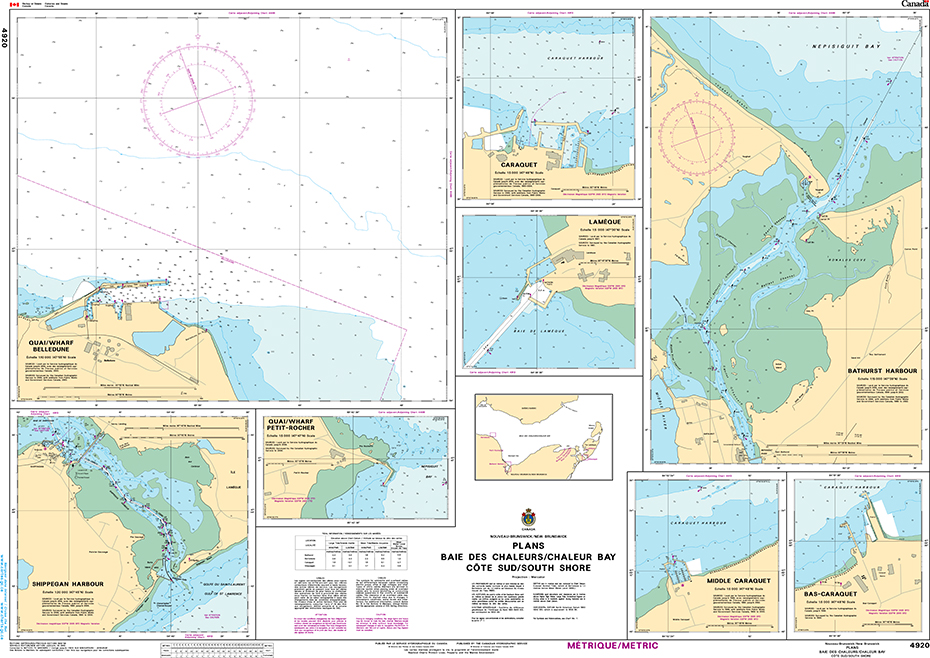 CHS Print-on-Demand Charts Canadian Waters-4920: Plans: Baie des Chaleurs / Chaleur Bay: C™te sud / South Shore, CHS POD Chart-CHS4920