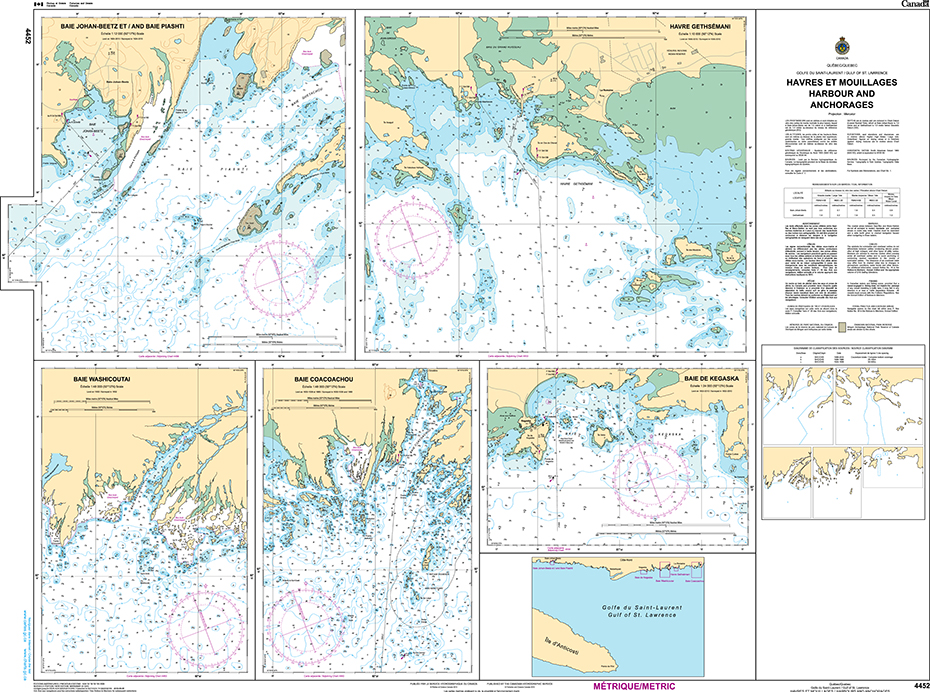CHS Print-on-Demand Charts Canadian Waters-4452: Havres et Mouillages - Harbours and Anchorages - C™te-Nord/North Shore, CHS POD Chart-CHS4452