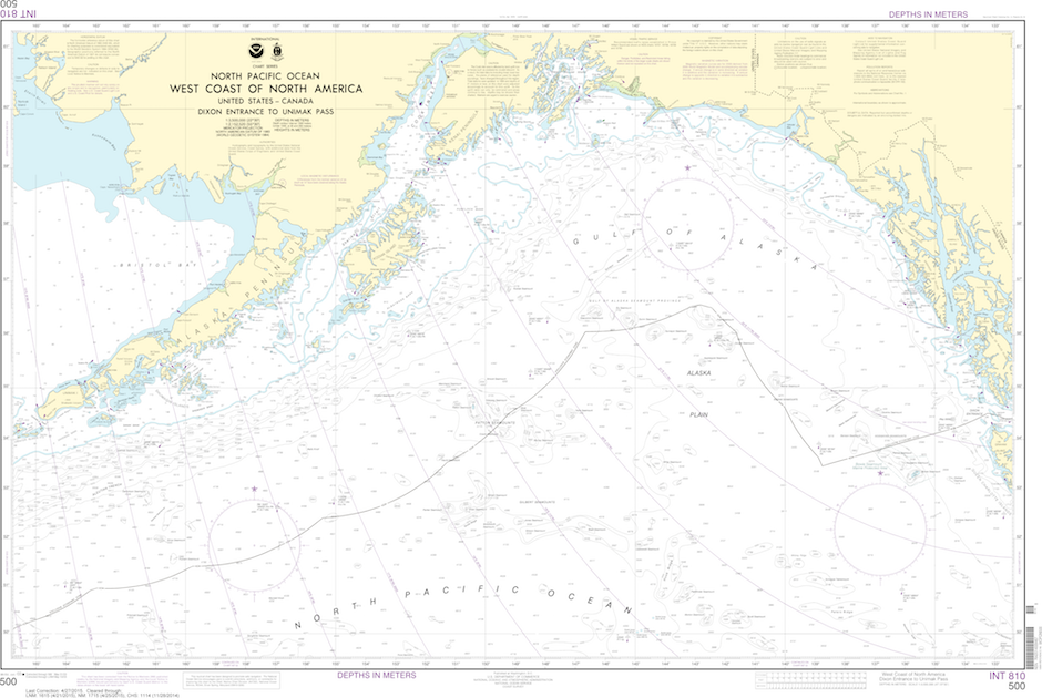 NOAA Print-on-Demand Charts US Waters-West Coast Of North America Dixon Ent To Unimak Pass-500