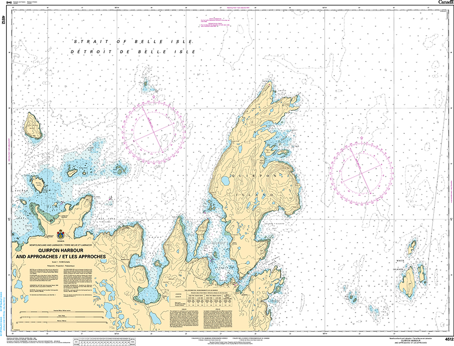 CHS Print-on-Demand Charts Canadian Waters-4512: Quirpon Harbour and Approaches / et les approches, CHS POD Chart-CHS4512