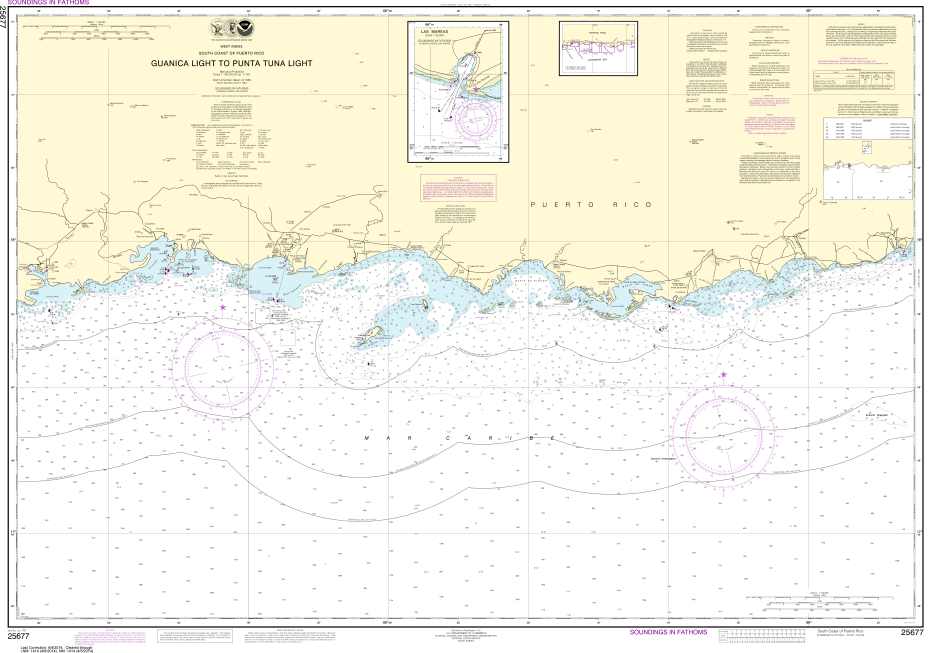 NOAA Chart 25677: South Coast of Puerto Rico - Guanica Light to Punta Tuna Light, Las Mareas
