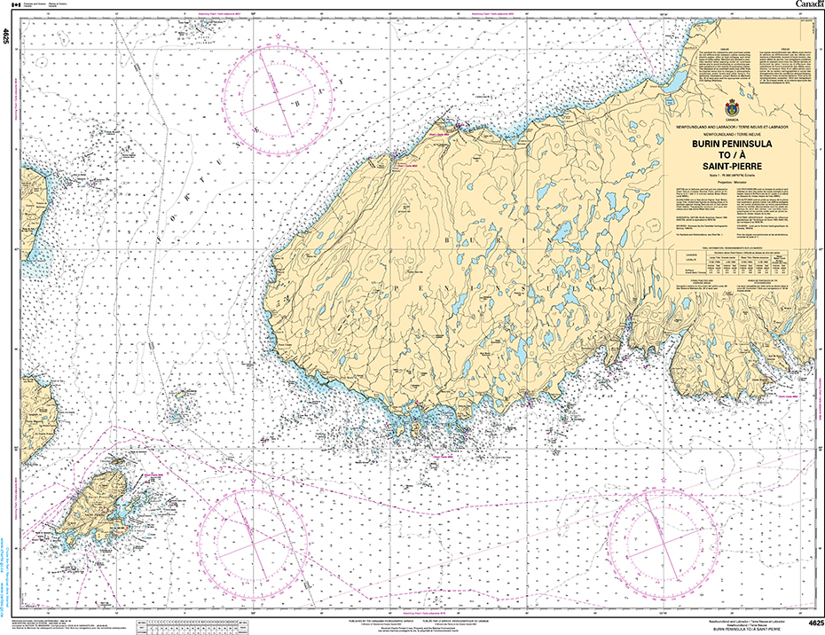 CHS Print-on-Demand Charts Canadian Waters-4625: Burin Peninsula to / € Saint-Pierre, CHS POD Chart-CHS4625