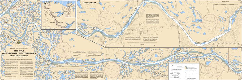 CHS Chart 6438: Peel River, Mackenzie River/Fleuve Mackenzie to/à Road Island