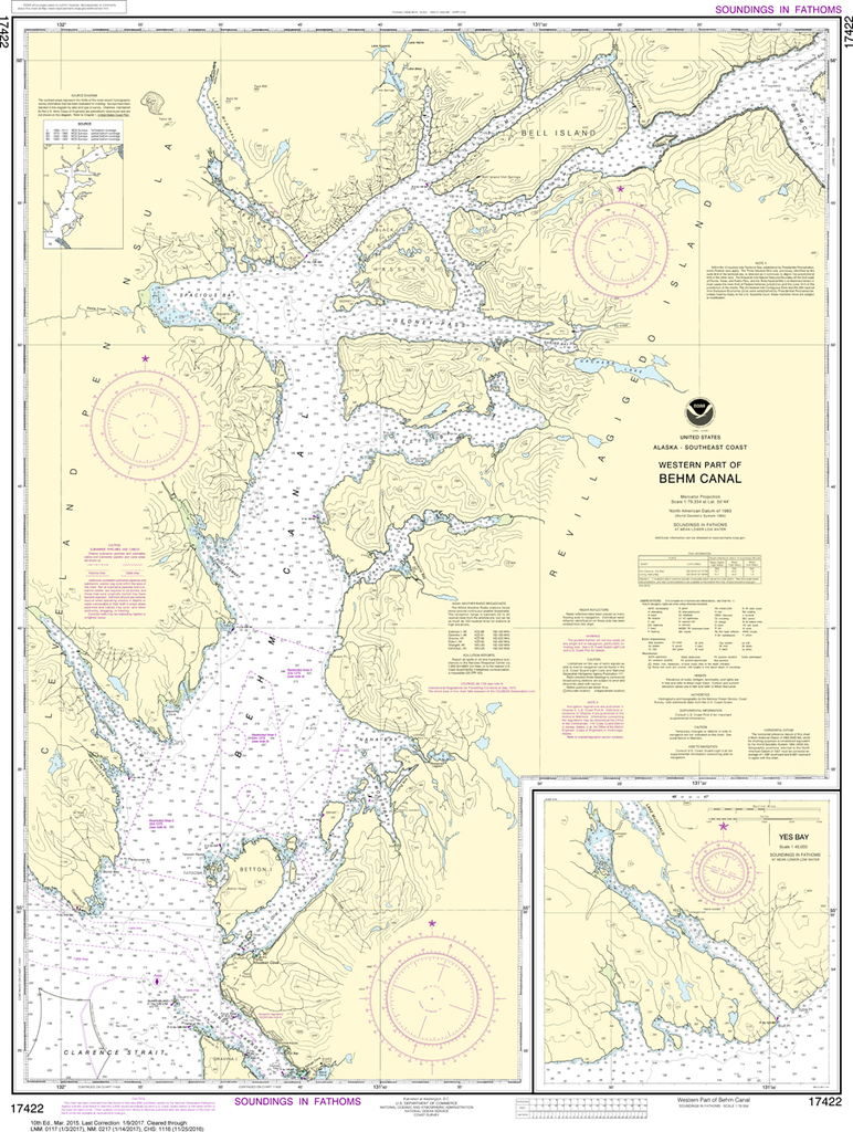 NOAA Chart 17422: Behm Canal - Western Part, Yes Bay