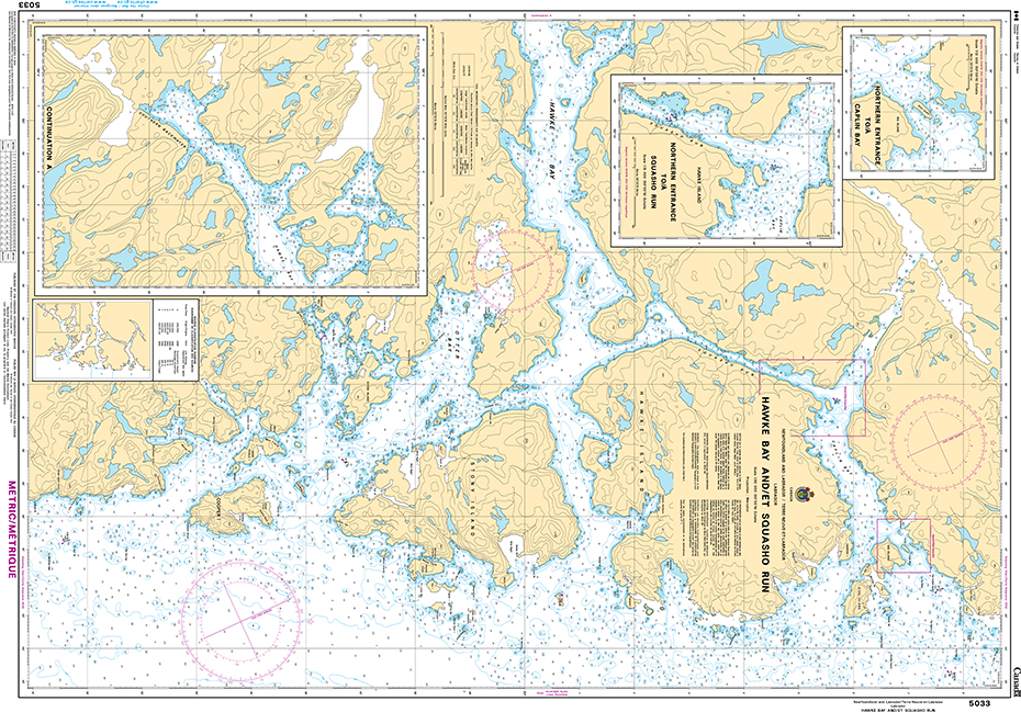 CHS Print-on-Demand Charts Canadian Waters-5033: Hawke Bay and / et Squasho Run, CHS POD Chart-CHS5033