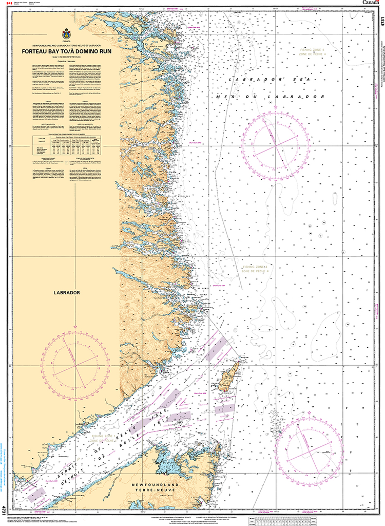 CHS Print-on-Demand Charts Canadian Waters-4731: Forteau Bay to / € Domino Run, CHS POD Chart-CHS4731