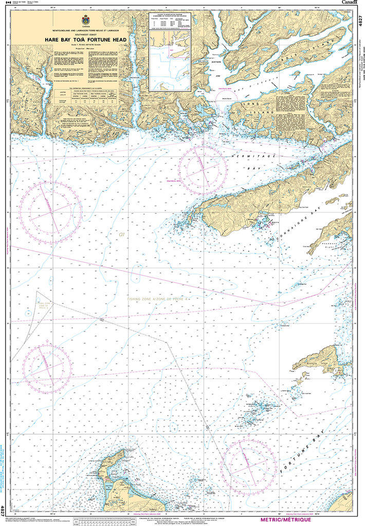 CHS Print-on-Demand Charts Canadian Waters-4827: Hare Bay to/€ Fortune Head, CHS POD Chart-CHS4827