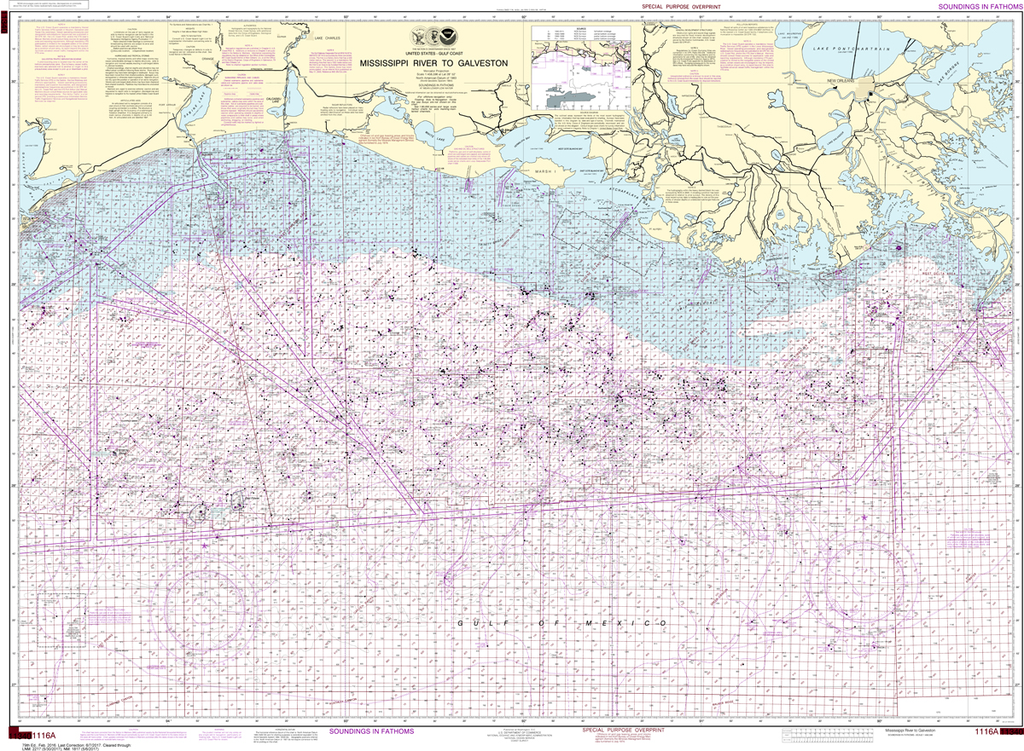NOAA Chart 1116A: Mississippi River to Galveston (Oil and Gas Leasing Areas)