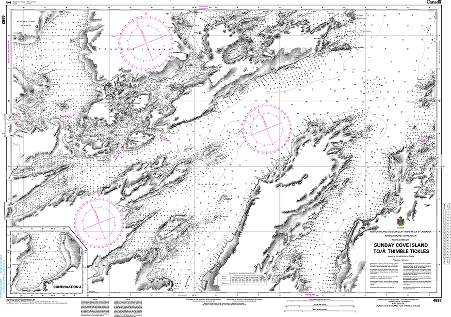 CHS Print-on-Demand Charts Canadian Waters-4593: Sunday Cove Island to / € Thimble Tickles, CHS POD Chart-CHS4593