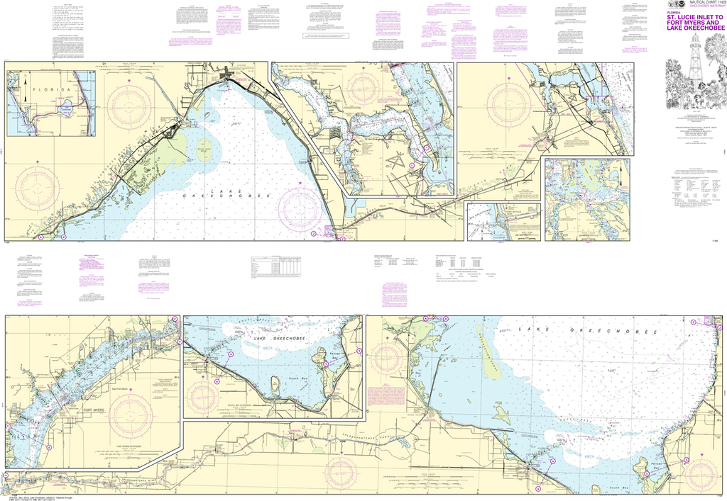 NOAA Chart 11428 Okeechobee Waterway St. Lucie Inlet to Fort Myers