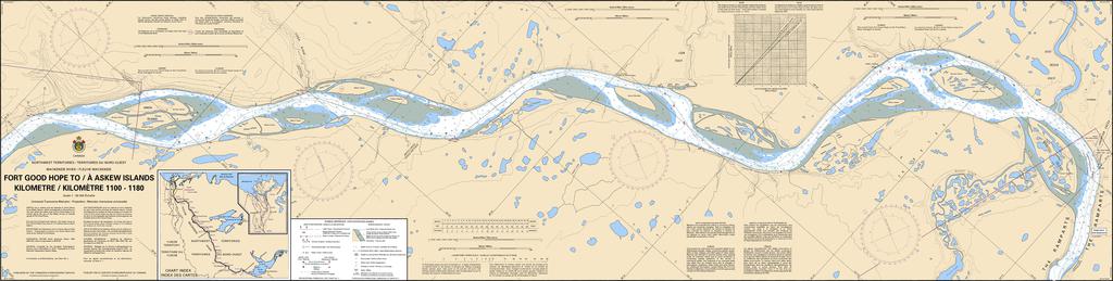 CHS Chart 6422: Fort Good Hope to/à Askew Islands Kilometre 1100 / Kilometre 1180