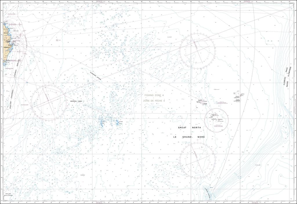 CHS Chart 4049: Grand Bank, Northern Portion / Grand Banc, Partie Nord to / à Flemish Pass / Passe Flamande