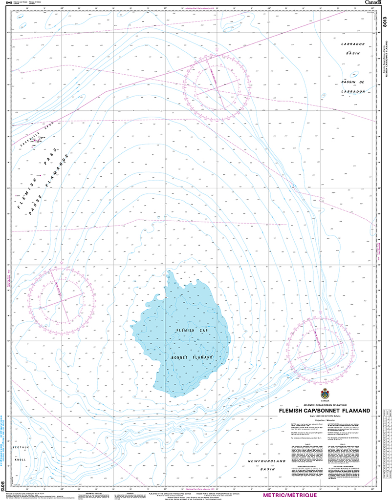 CHS Print-on-Demand Charts Canadian Waters-8013: Flemish Cap / Bonnet Flamand, CHS POD Chart-CHS8013