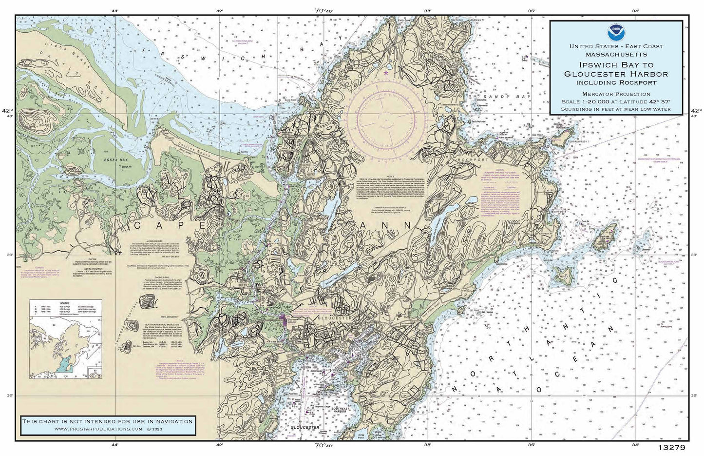 Nautical Placemat: Ipswich Bay to Gloucester Harbor