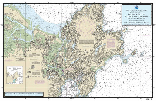 Nautical Placemat: Ipswich Bay to Gloucester Harbor