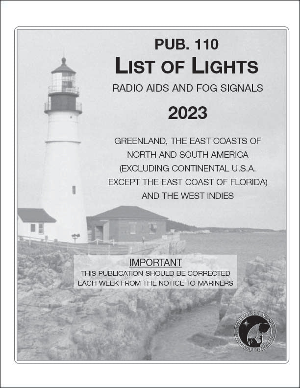 PUB 110: List of Lights, Radio Aids and Fog Signals 2023