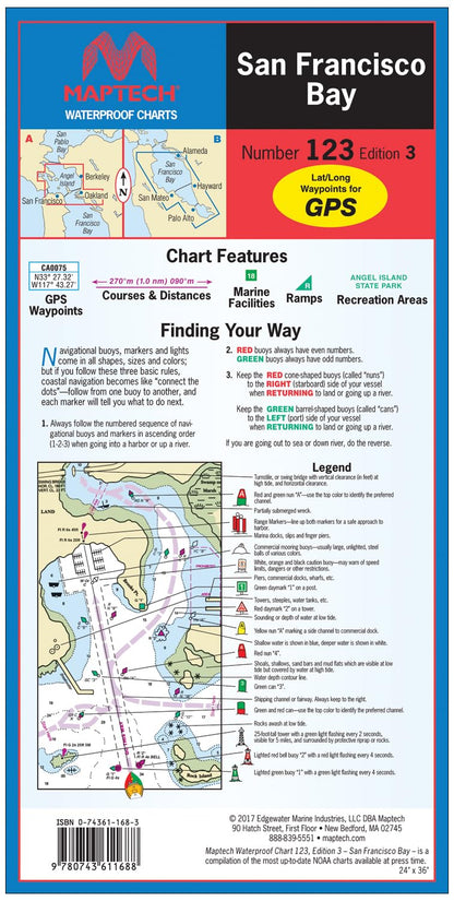 Maptech WPC123: San Francisco Bay Waterproof Chart, Edition 3