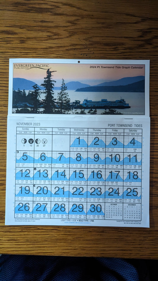 2024 Tide Graph Calendar - Port Townsend
