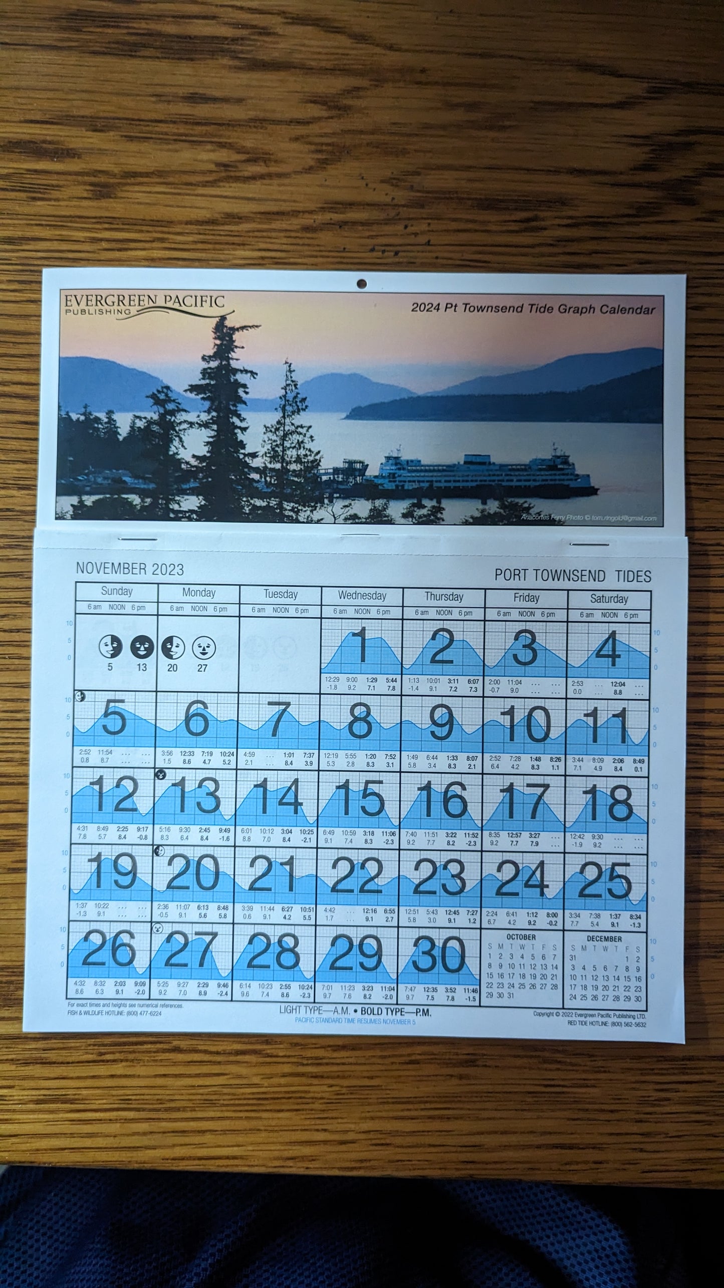 2024 Tide Graph Calendar Port Townsend ProStar Publications