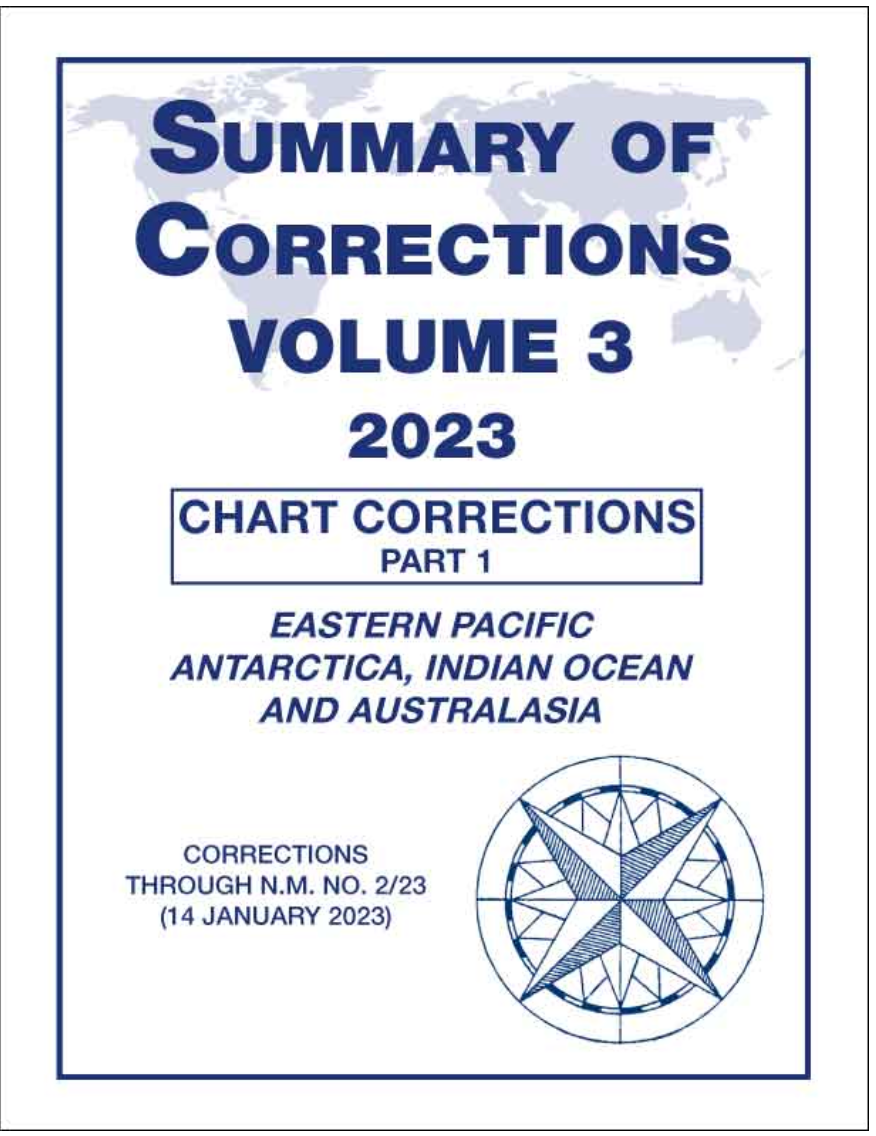 Summary of Corrections: Volume 3 - Eastern Pacific, Antartica, Indian Ocean and Australasia, 2023