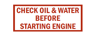 S-36 Check Oil & Water Before Starting Engine