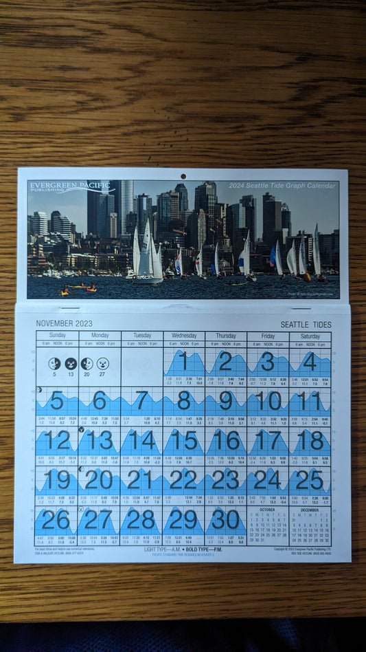 2024 Tide Graph Calendar - Seattle