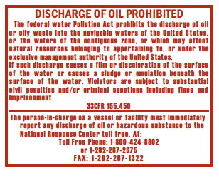 Discharge Of Oil Prohibited
