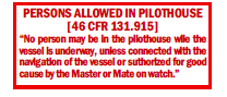 Persons Allowed In Pilothouse