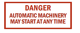 Danger Automatic Machinery