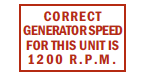 Corret Generator Speed 1200rpm