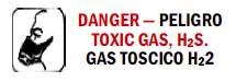 Danger Peligro Toxic Gas H2S.