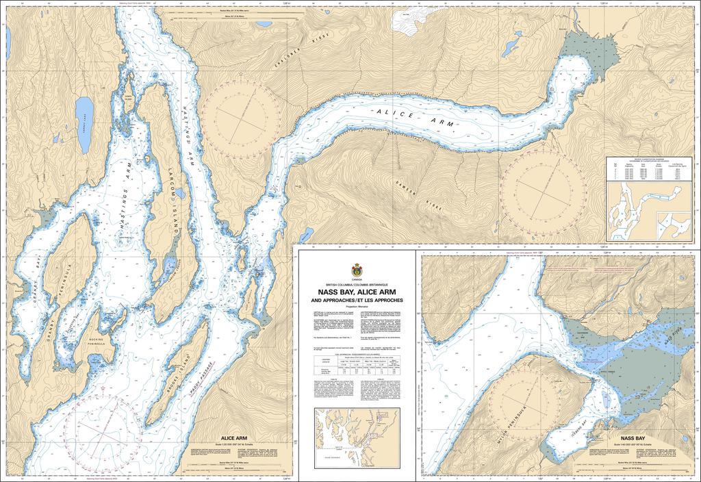 CHS Chart 3920: Nass Bay, Alice Arm and Approaches/et les approches