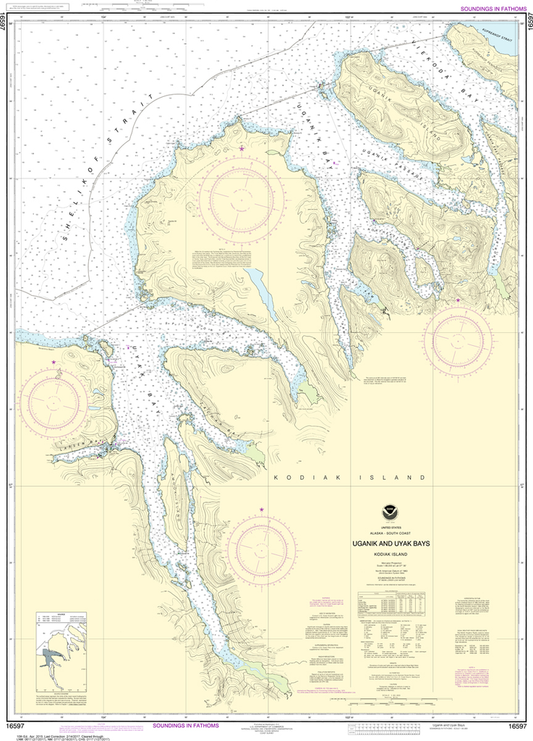 NOAA Chart 16597: Kodiak Island - Uganik and Uyak Bays